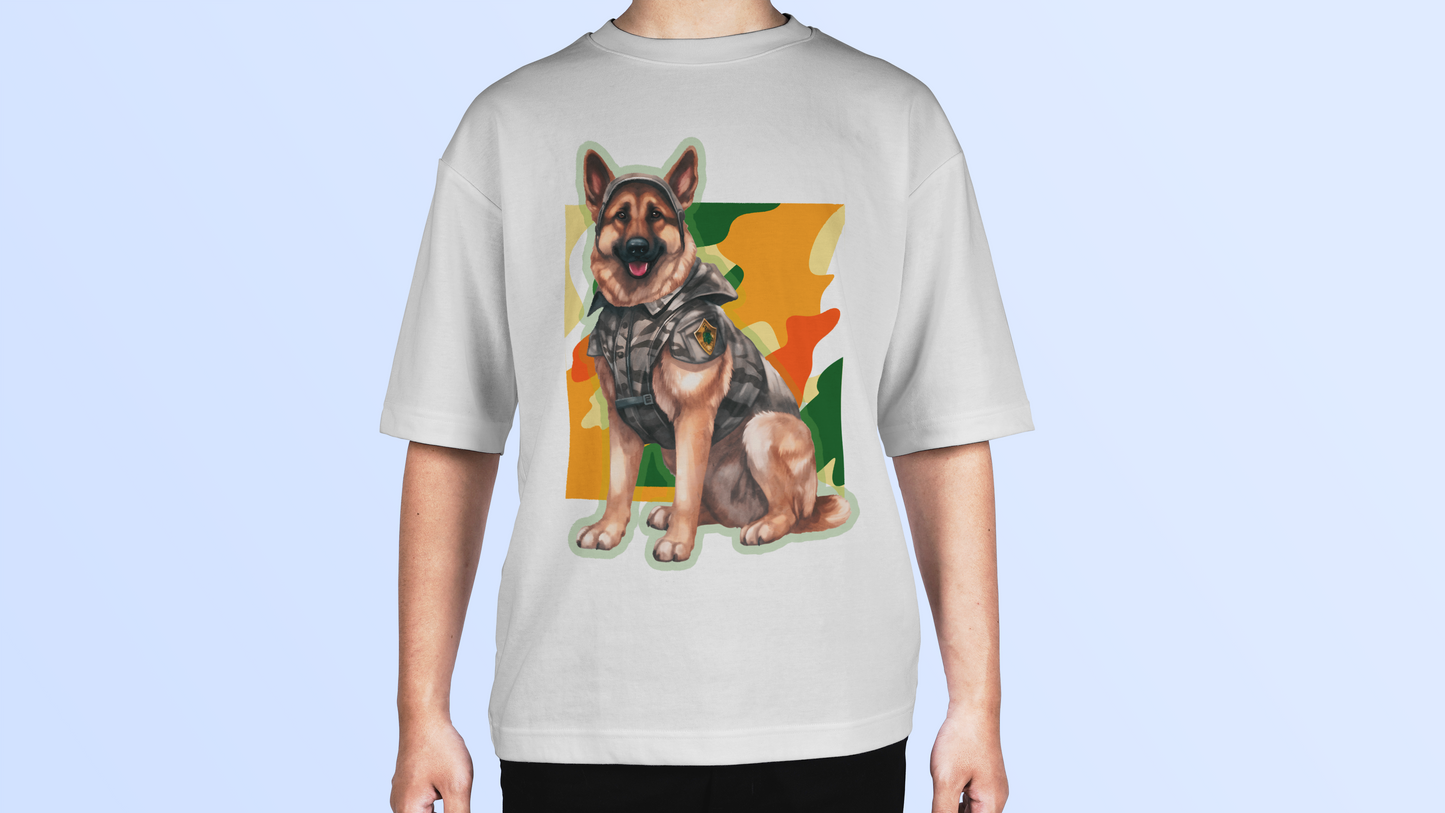 Boxy Military-Inspired Canine T-Shirt
