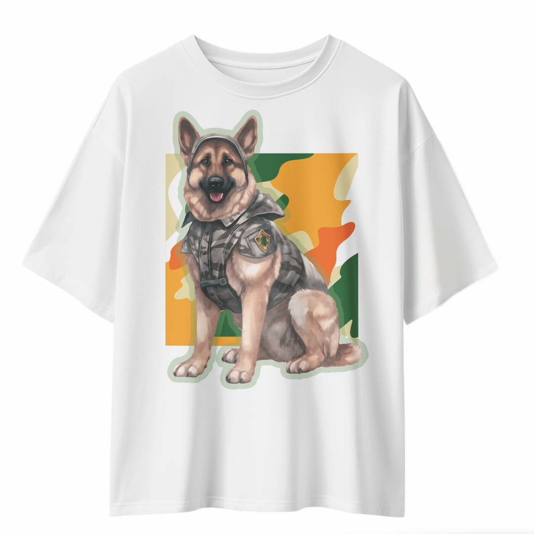 Military-Inspired Canine Oversized T-Shirt