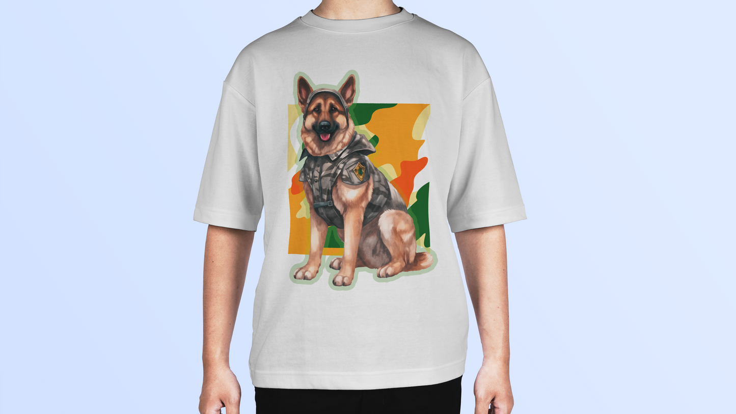 Military-Inspired Canine Oversized T-Shirt