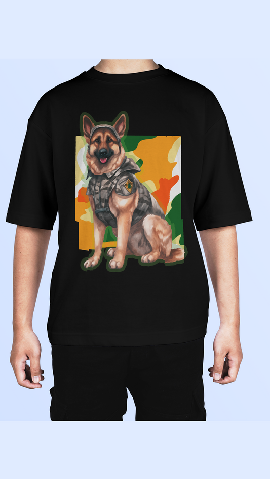 Military-Inspired Canine Oversized T-Shirt