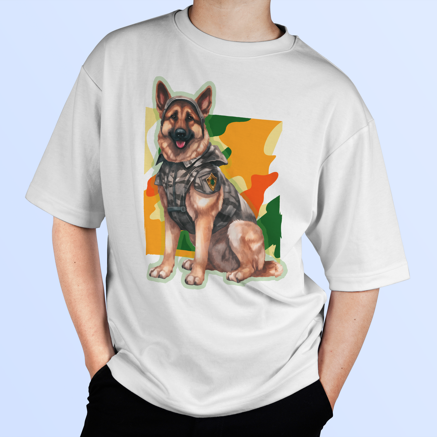 Military-Inspired Canine Oversized T-Shirt